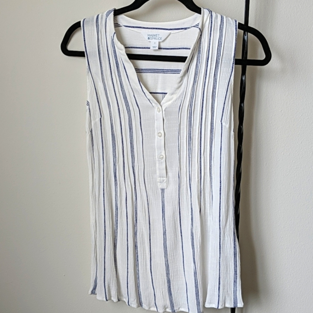 Market and Spruce Striped V-neck Blouse, S